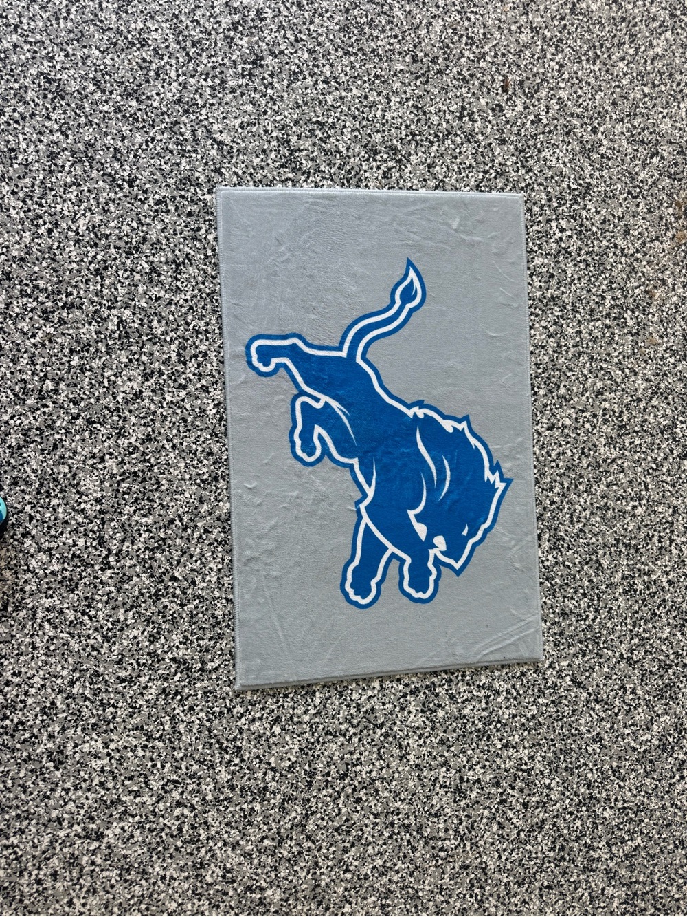 Gray Wall Art Canvas with Blue Bull Graphic